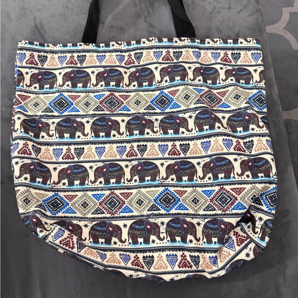 Elephant Print Tote Bag - Multicolor